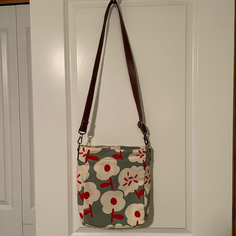 Maika Crossbody Bag with Red and White Floral Design